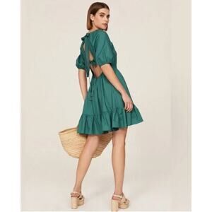 Peter Som Aqua Green Dress Open back Tie Dress‎